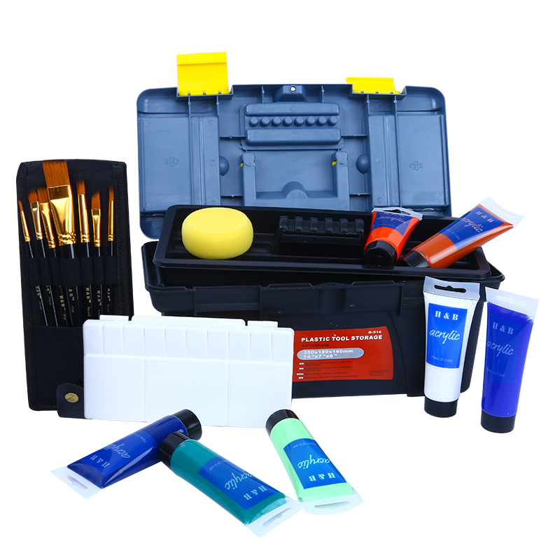 Hot Selling New Design Rich Color 12 Colors Acrylic Paint Set With Paint Brush Palette For Artist