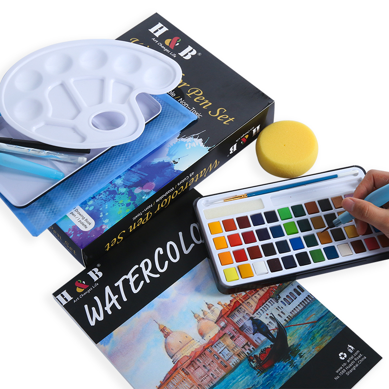 wholesale art supplies 56pcs acuarela watercolor paint set