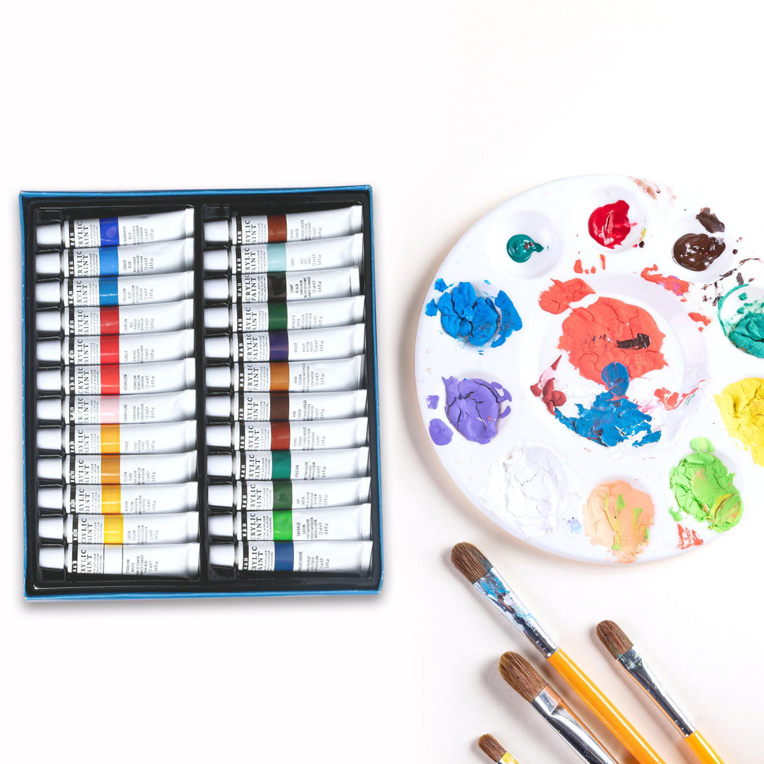 24 colors 12ml wholesale art acrylic paint set
