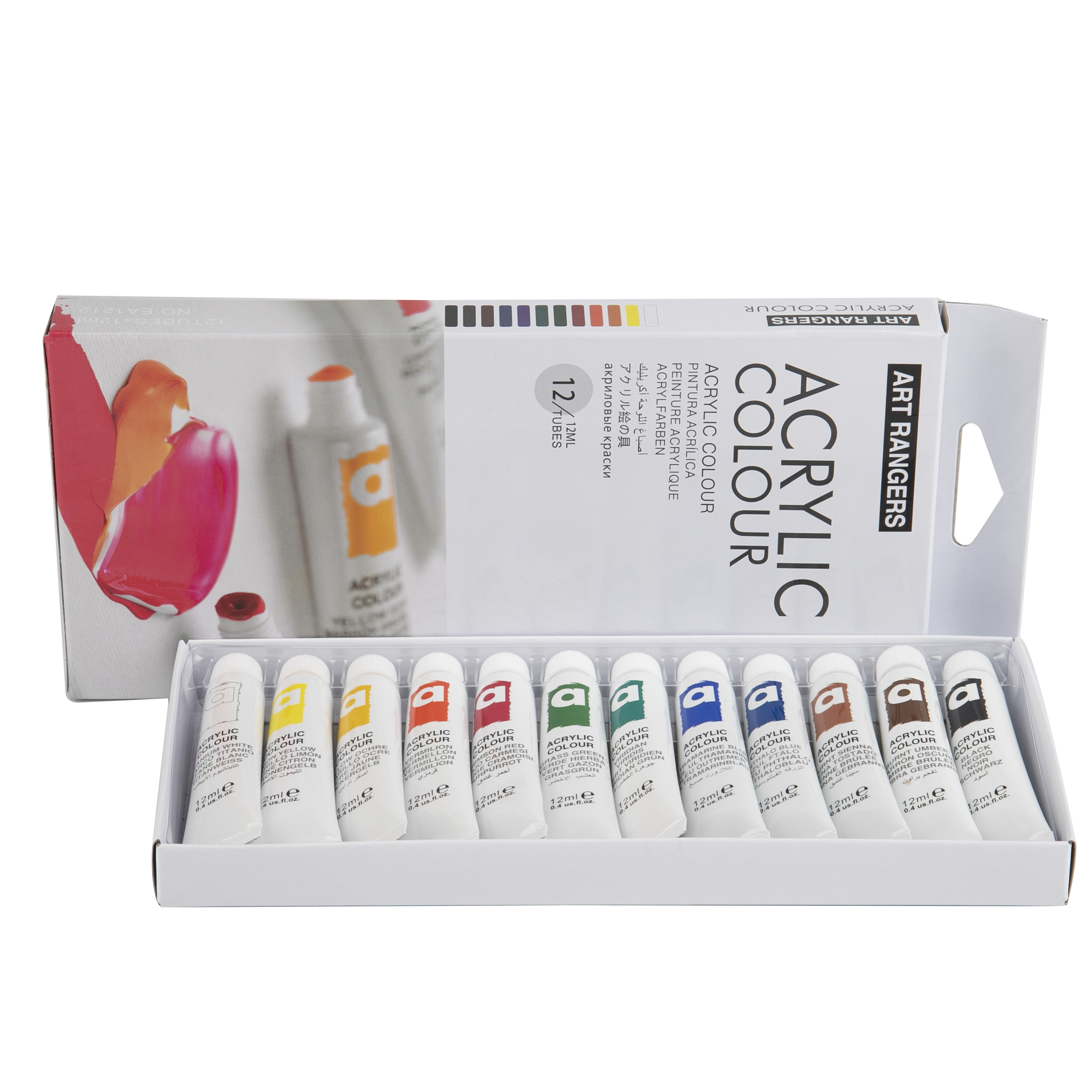 Acrylic Paint Manufacturers Wholesale High Quality 12 Colors 12ml Aluminium Acrylic Paint Tube for Painting