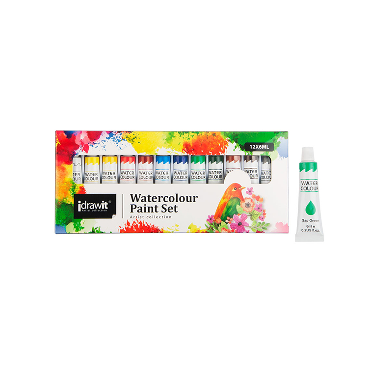 Wholesale 12 Colors 6ml Aluminum Tubes Kids Watercolor Paint Set for Kids Painting