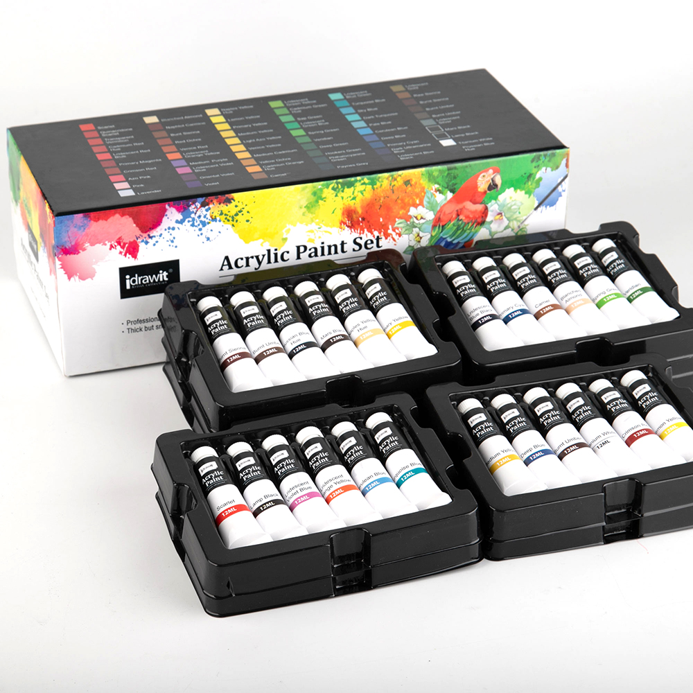 Hot-Selling Custom 60 Colors 12ml Artist Aluminum Tube Acrylic Paints Manufacturers Set for Kids