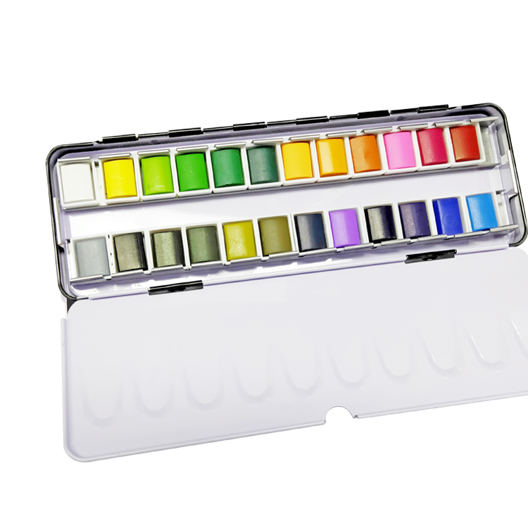 Customized 24 Colors Solid Watercolor Paint Set Watercolour Paint Set