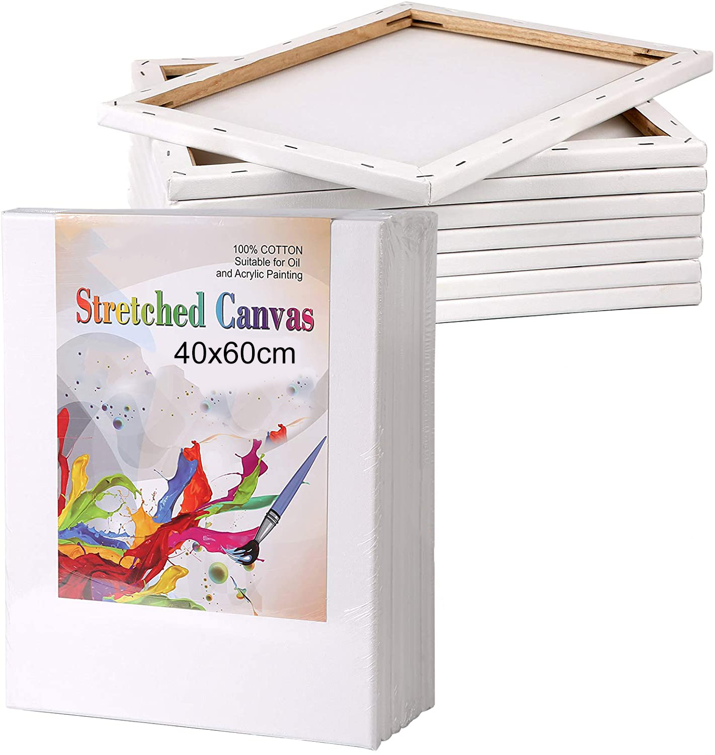 Customized Wholesale White Cotton Artist Blank Stretched Painting Canvases 40x60cm