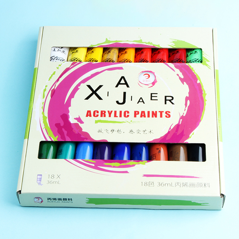 Paint set of 18 colors 36ml Acrylic paint set waterproof hand-painted wall painting diy textile painting 18 color paint