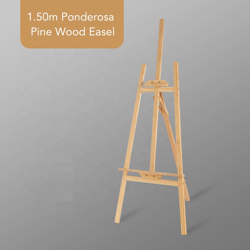 Wood Painting Easel Stand, Foldable Design, Adjustable Height Large Tray for Painting, Sketching, Display