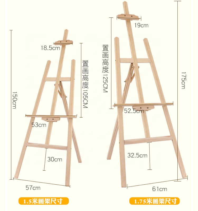 Student Sturdy Beechwood Adjustable Artwork Painting Drawing A-Frame Wood Easel for Lyre Studio
