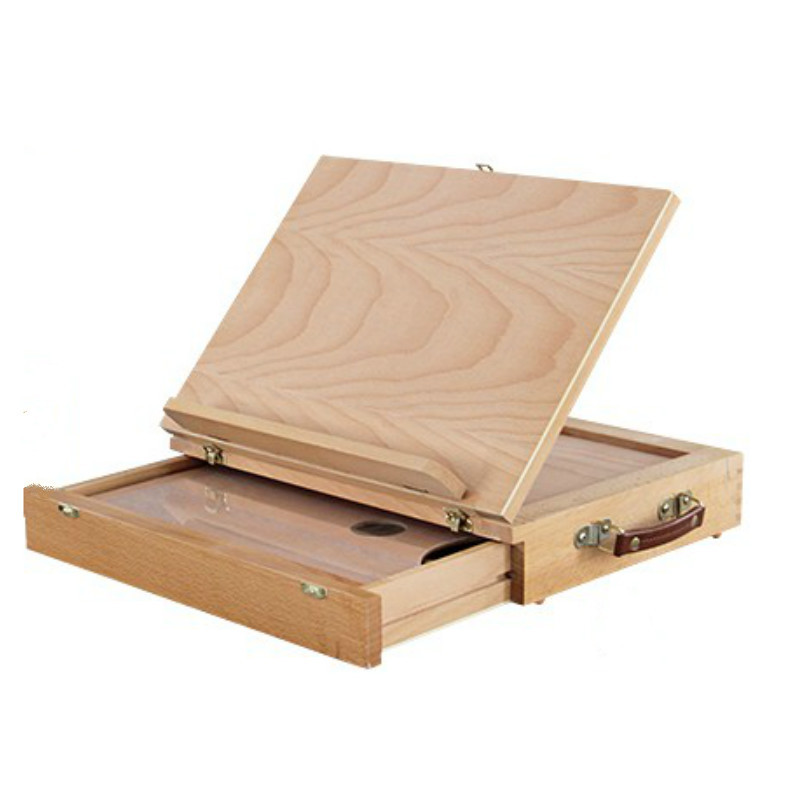 Kids Foldable Display Stand Pine Drawing Stand Table Easel With Drawer And Palette
