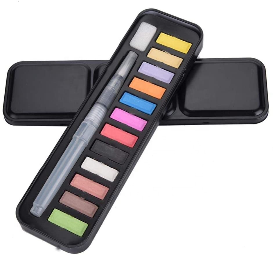 12 colors Watercolor Paint Box Multicolor Portable Mini Watercolor Paint Beginner Set Art Supplies