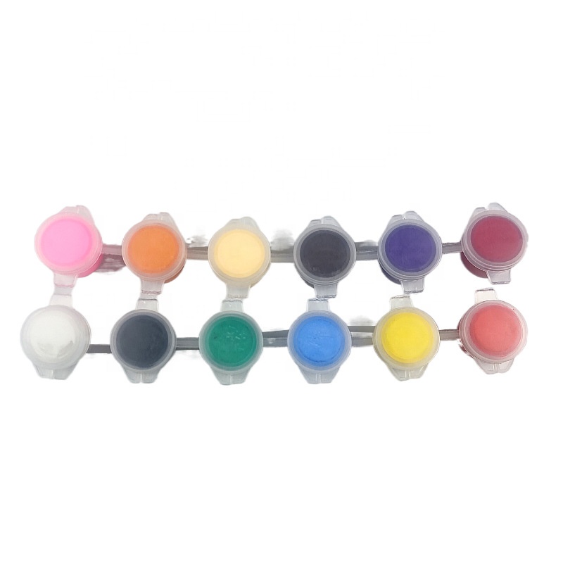 3ML 6 Paint Strips 12 colors with Lids Plastic Painting Cup Pots Storage Acrylic Painting Containers
