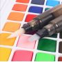 24 Richly Pigmented Brilliant Water Colors Set- Bonus Free Refillable Water Brush, Sponge Brush Color Box Set 18*11.5*3cm