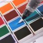 Professional Quality Non-Toxic 12 Colors Solid Watercolor Paint Set With Water Brush Pen