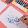 Professional Quality Non-Toxic 12 Colors Solid Watercolor Paint Set With Water Brush Pen