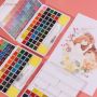 Art Supplies 48 Colors Solid Watercolor Paint Set With Water Brush Pen
