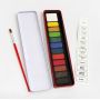 Creative Portable Children Red Iron Box Watercolor Paint 12 Colors Solid Watercolor Powder Cake Paint For Painting