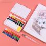 Professional Quality Non-Toxic 12 Colors Solid Watercolor Paint Set With Water Brush Pen