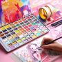 48 Colors solid watercolor cakes paints set drawing paint