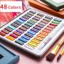 Professional 12/18/24/36 colors mixing palette canvas paint brush artist pocket metallic neon solid watercolor paint