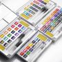 In Stock 12/18/24/36 Colors Professional Artist HalfPan Metallic Water Color Paint Cake Solid Watercolor Paint Set with Brush