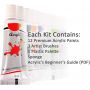 paint kids set acrylic artist paint 12colors with Palette, 3 Brushes & Sponge 12ml for kids acrylic paint