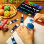 artist paint 24colors studio acrylic paint with 3 brushes for art