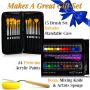 non toxic acrylic paint set 12ml 24 colors paint with 15pcs brush in canvas bag for art