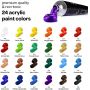 24 acrylic paint colors painting set with 15 brushes set for acrylic paint artist