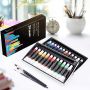 americana acrylic paint wholesale with 3 paint brushes 24 colors 12 ml acrylic paint set