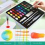 36 colors watercolor paint set with 6 Brushes,Palette,10 pcs Paper,Folding Bucket and More professional watercolors for art