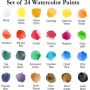 24 watercolor paint tube with water brush pen, pad,and palette watercolor paint set kids for artists and students