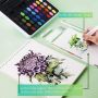 36 colors watercolor paint set with 6 Brushes,Palette,10 pcs Paper,Folding Bucket and More professional watercolors for art