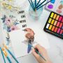 36 colors watercolor paint set with Brushes, 8 pcs Paper water activated paint for art and student water color paint