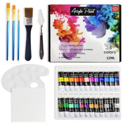Art Supply Permanent Waterproof 12 Colors Acrylic Paint Set for T-shirt,Rock,Wood,Glass Oil Based Acrylic Paint
