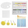 24 Vivid Colors Art Craft Supplies Rock Wood Ceramic for Canvas Painting Acrylic Paint Brush Kit