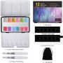professional 12 colors glitter metallic watercolor paint with paint brushes for designer