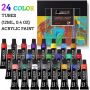 Acrylic Paint,Easel, Canvases,Palette, Paint Knives acrylic sheet painted, 60 Pieces with Paint Brushes
