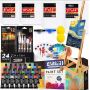 Acrylic Paint,Easel, Canvases,Palette, Paint Knives acrylic sheet painted, 60 Pieces with Paint Brushes