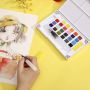 Direct sale oem new brush paint watercolour pans 24 colors with removable palette