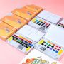 Wholesale 12 18 24 36 colours kids mini watercolor paper watercolour paint set with tin box