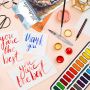 Eco blue travel water color set 36 block paint watercolor with metal box