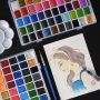 Professional factory 50 colors water color palettes aquarelle brush pretty excellent watercolor set