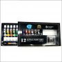 Non toxic promotional artist 12pcs 12ml acrylic paint with 3 brushes