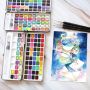 50 Colors Solid Watercolor Set With Tin-box & 1PC Water Brush Pen for Stationery