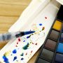 Superior 42 Color Solid Watercolor Paints Pigment With Water Brush Gift Pen Pocket Travel Fan Shape Solid Watercolor Paint