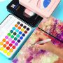 Keep Smiling 36colors Blue Iron Box Water Color Painting Student Hand-painted Portable Painting Set art supplies