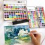 50 Colors Solid Watercolor Set With Tin-box & 1PC Water Brush Pen for Stationery