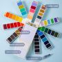Superior China Style 32/56 Colors Solid Watercolor Paint Set Pocket Travel Bright Color Fan Shape Paint Set With Paint Brush