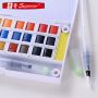 Superior Solid Watercolor Paint Set 30 Colors Travel Pigment Paints with Paintbrush for Students Art Supplies