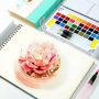 24 Colors Solid Watercolor Paint Set With Paint Brush Portable Water Color Pigment For School Students Beginner Art Supplies