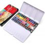 solid Watercolor Paint Set Portable Travel Water Color Paint Set With Water Brushes Sponges Mixing Palette